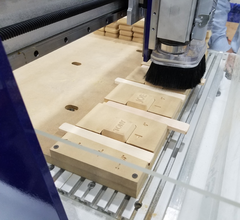 ShopBot CNC cutting wood templates for vacuum forming.